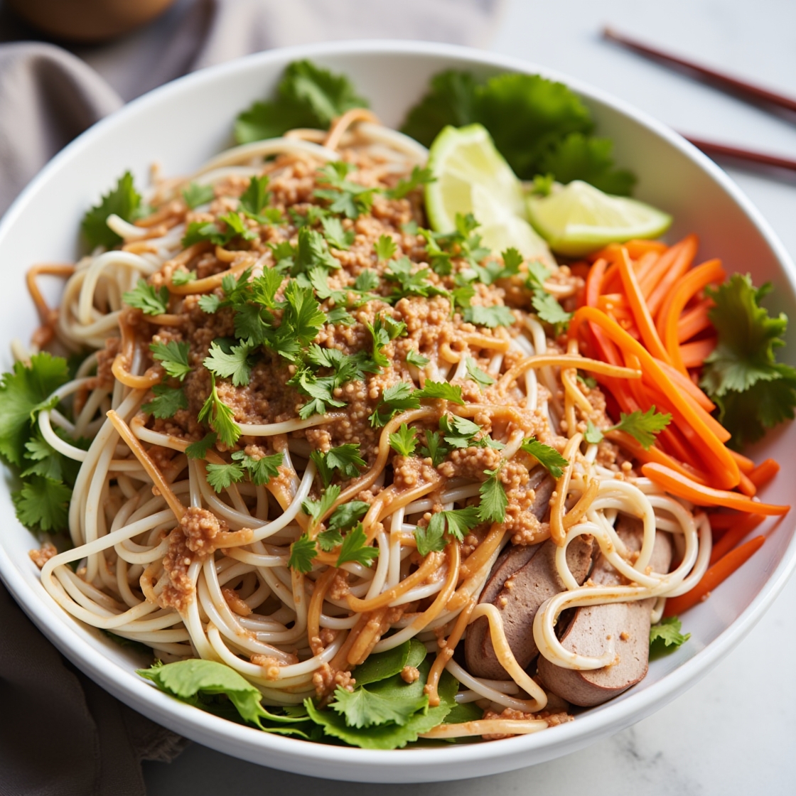 Cold Noodle Salad With Spicy Peanut Sauce