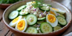 Creamy Cucumber Salad with Boiled Eggs