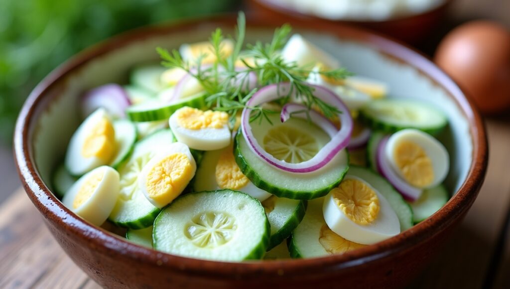 The Perfect Creamy Cucumber Salad with Boiled Eggs 6 Creamy Cucumber Salad with Boiled Eggs