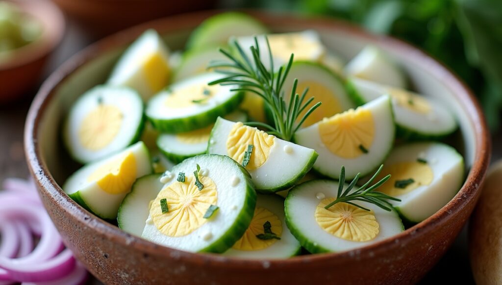 The Perfect Creamy Cucumber Salad with Boiled Eggs 5 Creamy Cucumber Salad with Boiled Eggs