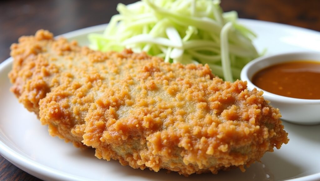 Chicken Katsu β Crispy Japanese Fried Chicken Cutlet 7 Flux Dev a closeup of a crispy goldenbrown Chicken Katsu cutle 0