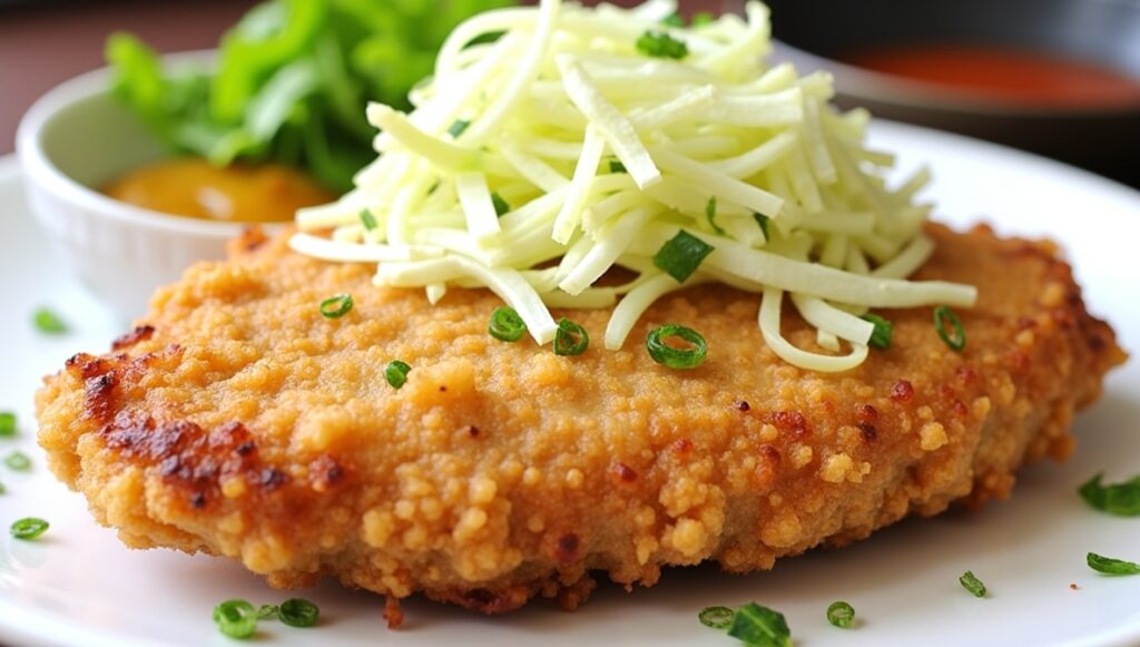 Chicken Katsu β Crispy Japanese Fried Chicken Cutlet 5 Flux Dev a closeup of a crispy goldenbrown Chicken Katsu cutle 3