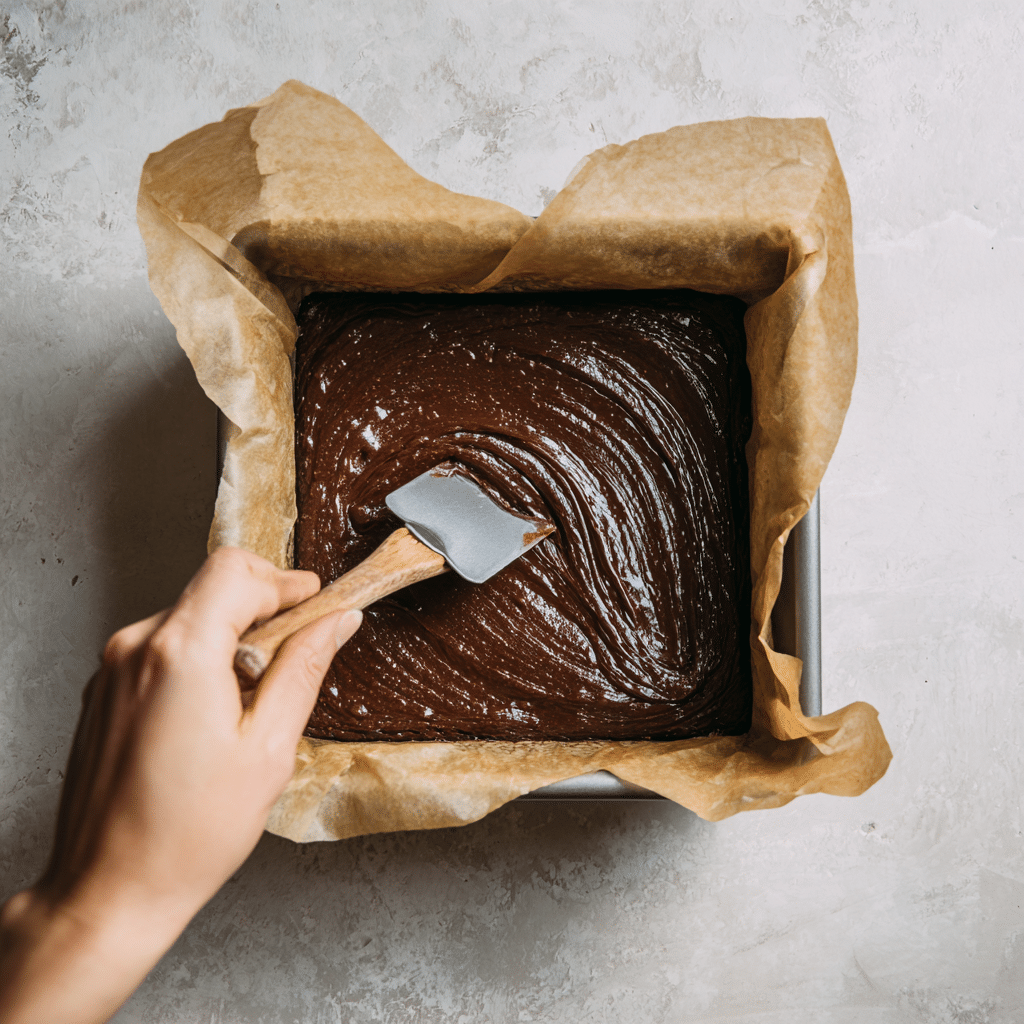 Homemade Cosmic Brownies: Easy, Chewy, and Better Than Store-Bought 9 Spreading brownie batter into baking pan