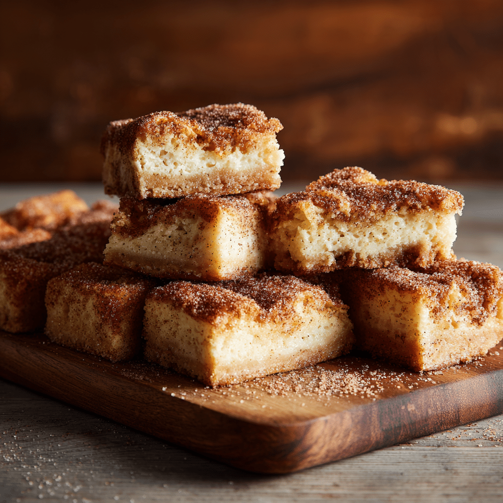 Churro Cheesecake Bars: Simple, Sweet, and Unbelievably Good 5 Churro Cheesecake Bars on rustic tray