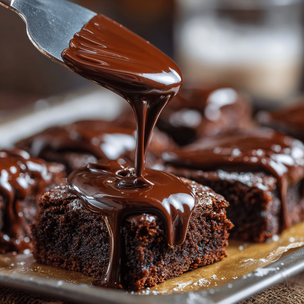 Homemade Cosmic Brownies: Easy, Chewy, and Better Than Store-Bought 10 Pouring ganache on homemade brownies