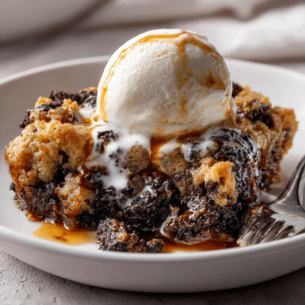 Oreo Dump Cake: Insanely Easy, Fudgy Recipe You’ll Love Forever 9 Scoop of Oreo Dump Cake served warm with vanilla ice cream