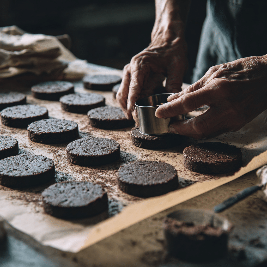 Homemade Oreos (Gourmet Oreos) – 5 Flavors You’ll Love 8 Cutting Oreo dough circles on parchment