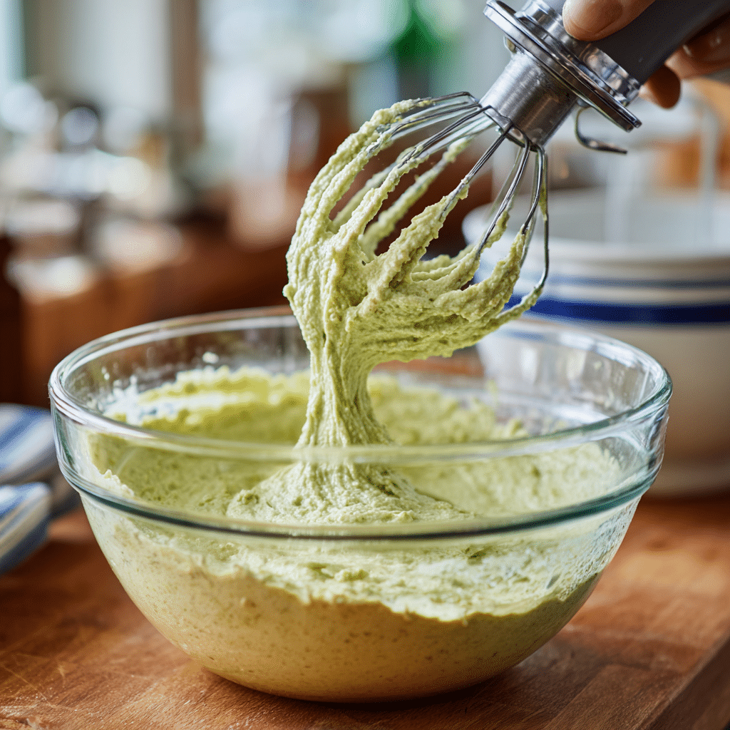 Watergate Cake Recipe – A Moist, Creamy Classic You’ll Love 9 Mixing pistachio cake batter