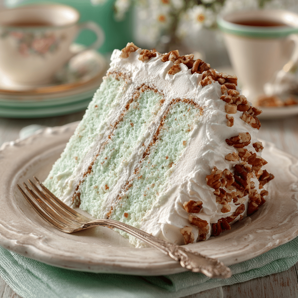 Watergate Cake Recipe – A Moist, Creamy Classic You’ll Love 11 Sliced Watergate Cake served on a plate