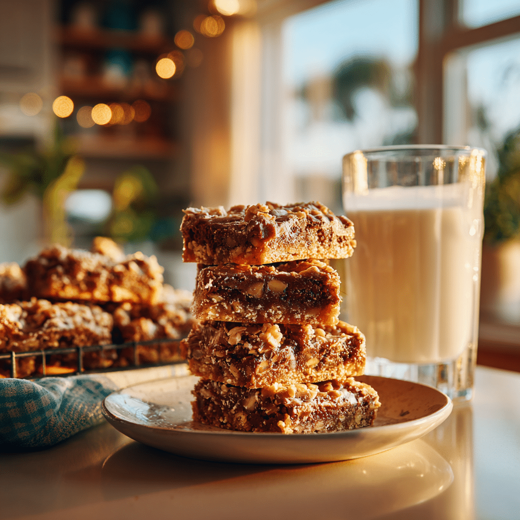 Carmelita Cookies : 5 Star Classic With Gooey Layers 7 Carmelita Cookies ready to serve with milk