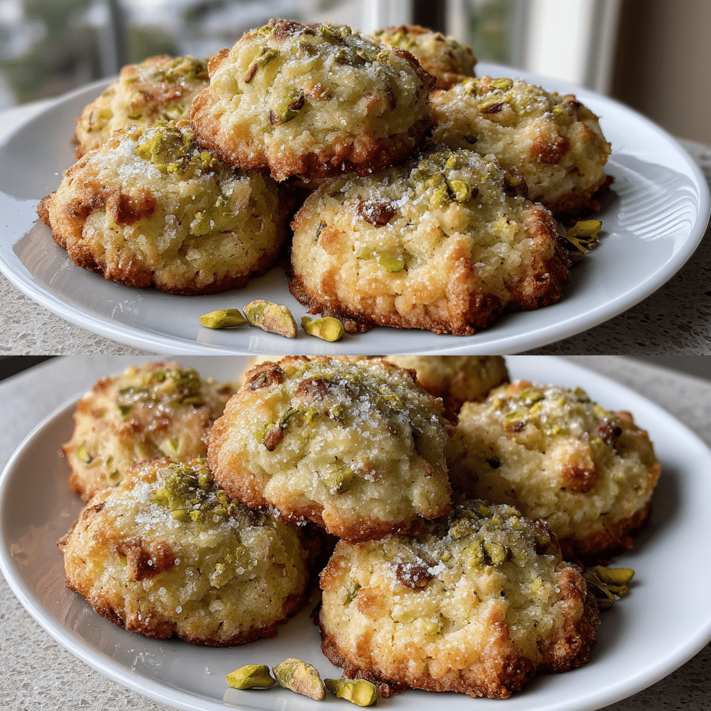 Quick Ricotta Pistachio Cookies on rustic table