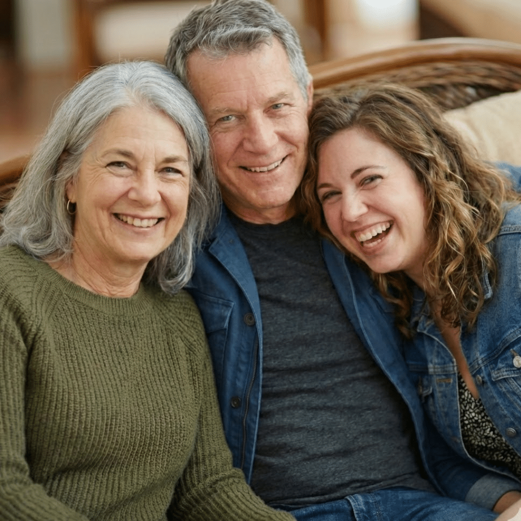 Me with my husband and daughter on a cozy afternoon — the two people who inspire so many of the comfort meals I share here on Gemmir Kitchen.