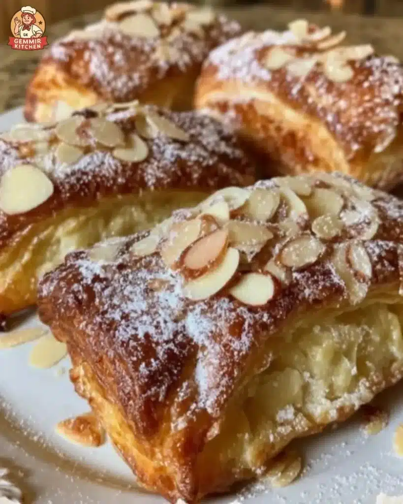 Freshly baked Almond Mascarpone Danish pastries with a creamy topping