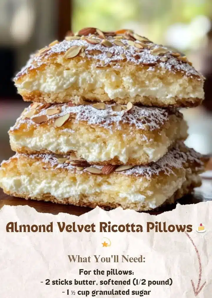 Almond Velvet Ricotta Pillows 2 Almond Velvet Ricotta Pillows showcasing a creamy texture and rich flavor.