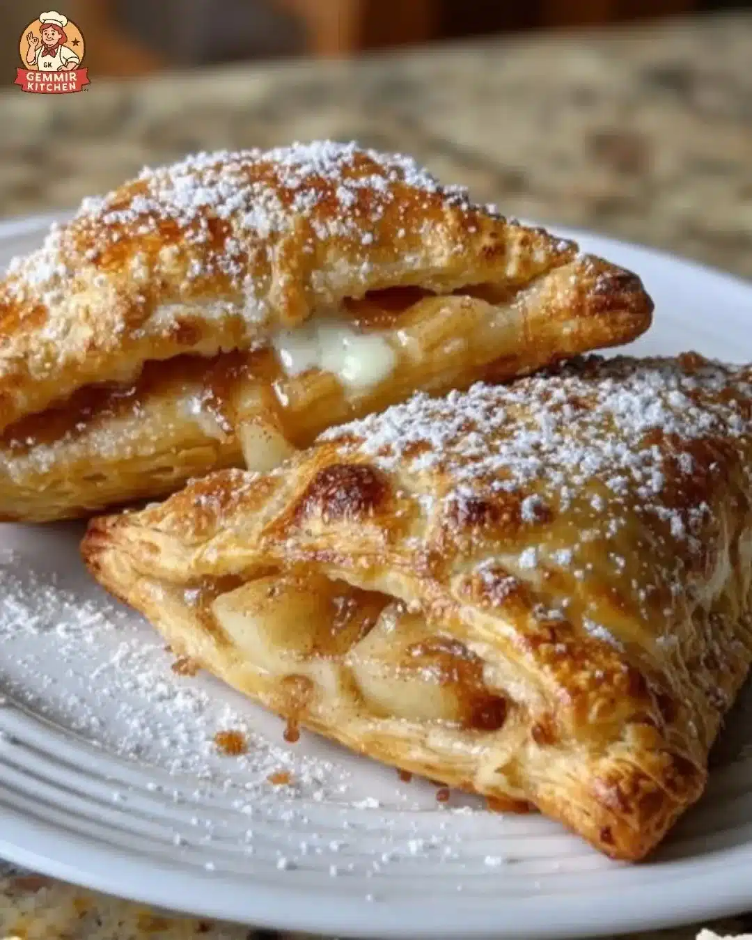 Apple mascarpone turnovers with flaky pastry and fresh apple filling