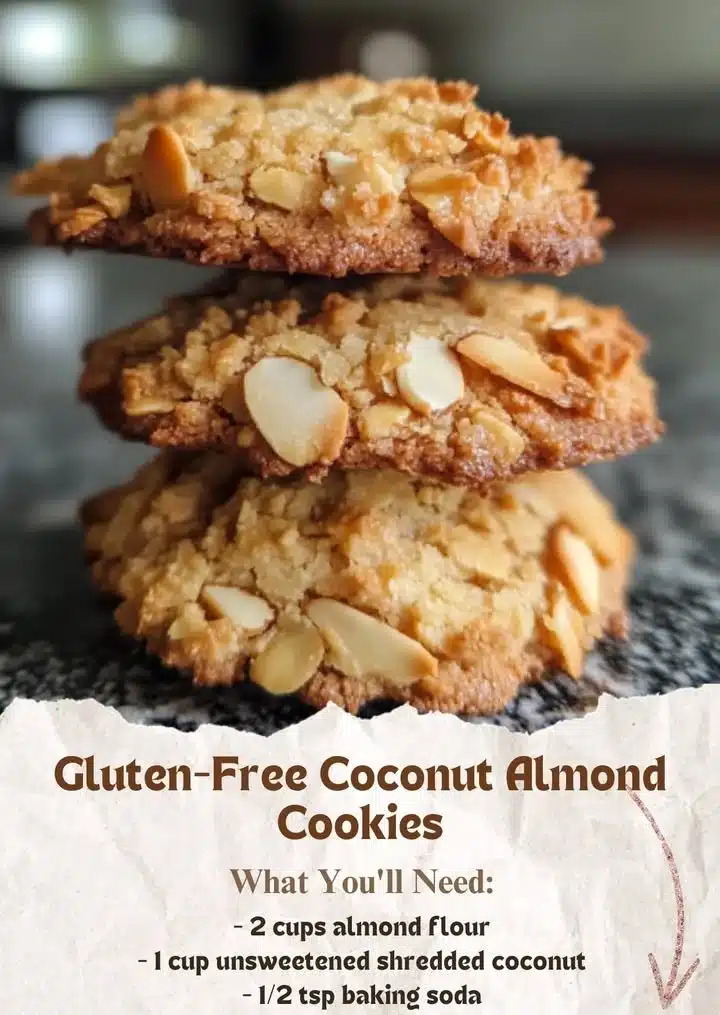 Crispy almond coconut cookies on a cooling rack, golden and delicious.