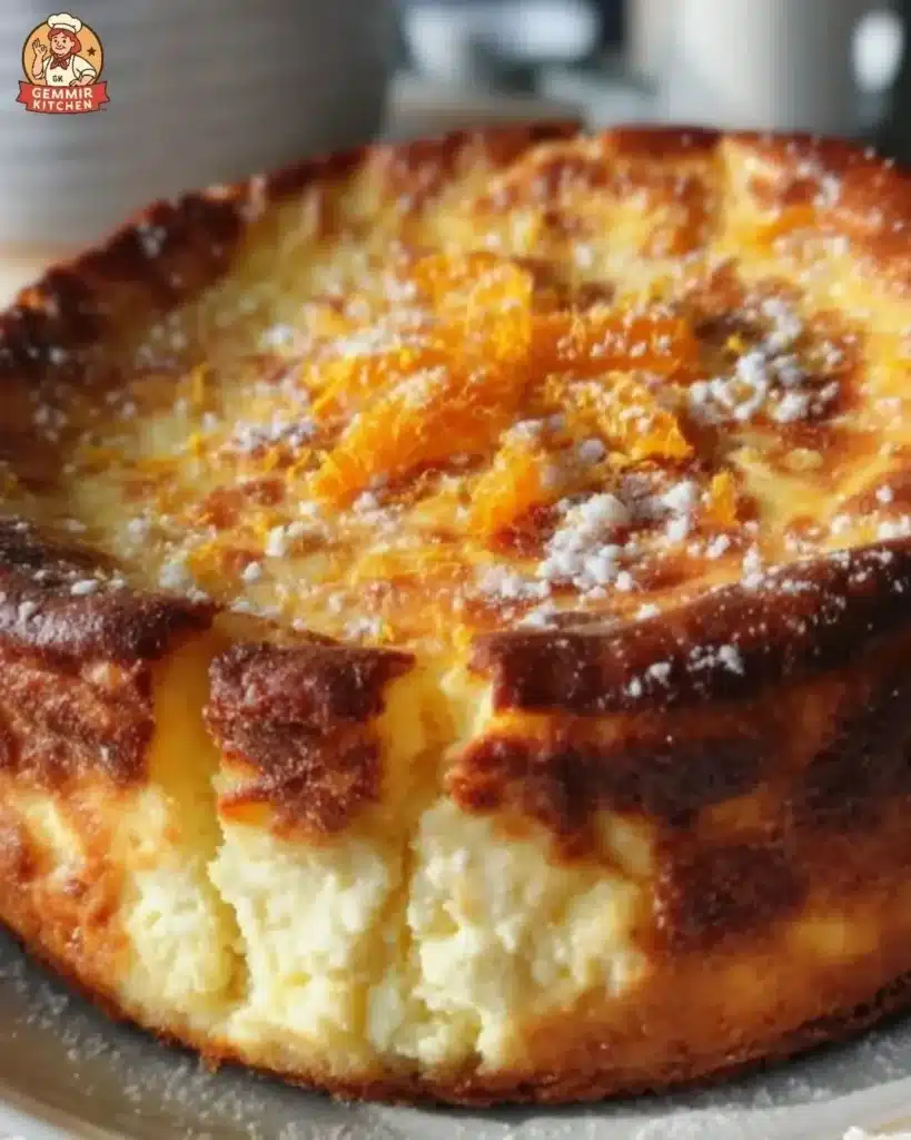 A slice of Italian Almond Ricotta Cheesecake garnished with orange zest.