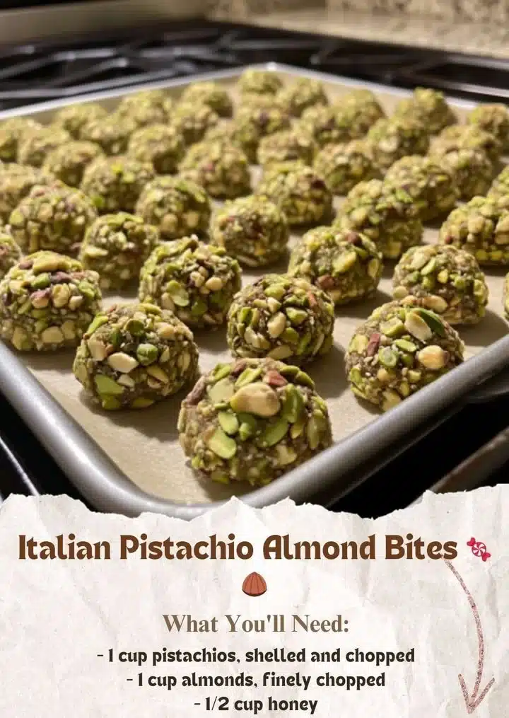Delicious Italian pistachio almond bites made with natural ingredients