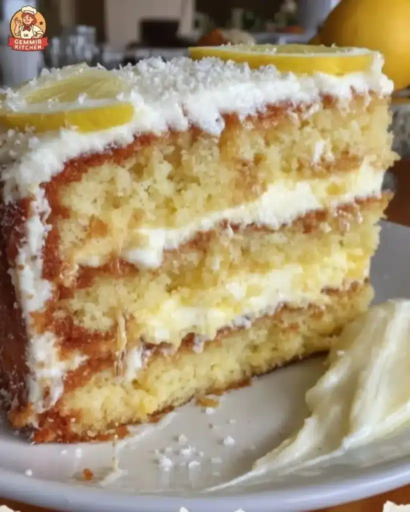 Limoncello Mascarpone Layer Cake with zesty lemon and creamy mascarpone frosting