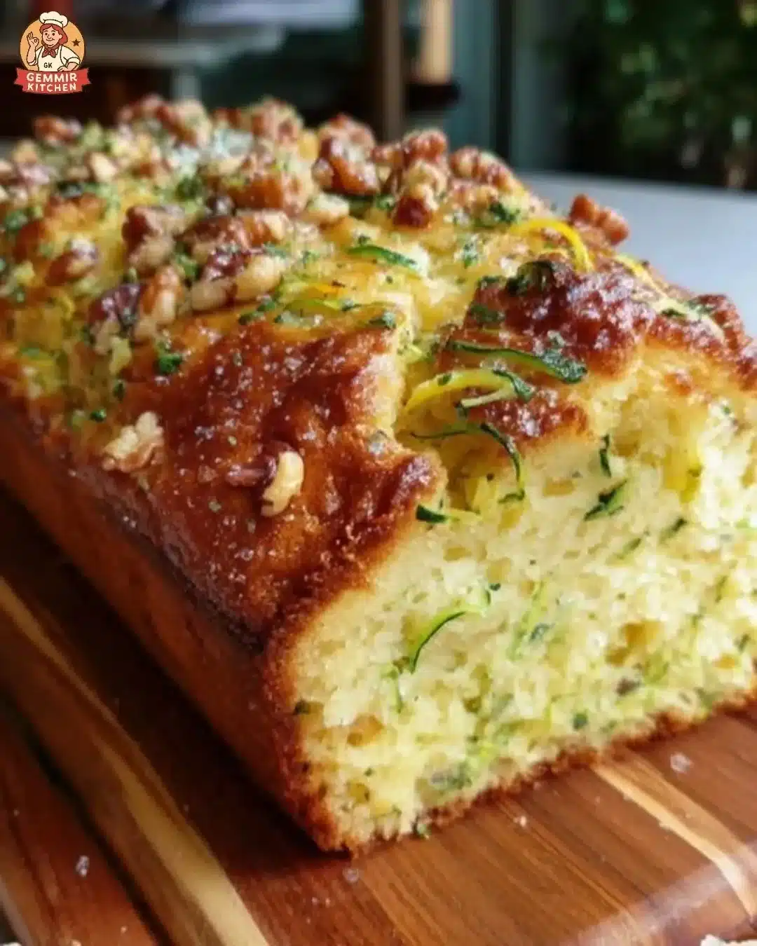 Limoncello Zucchini Ricotta Bread 2 Slice of Limoncello Zucchini Ricotta Bread on a wooden cutting board