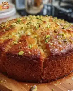 Delicious Orange Cardamom Pistachio Cake topped with vibrant orange slices and nuts