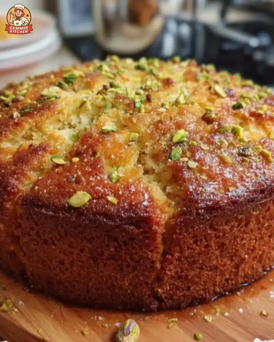 Delicious Orange Cardamom Pistachio Cake topped with vibrant orange slices and nuts