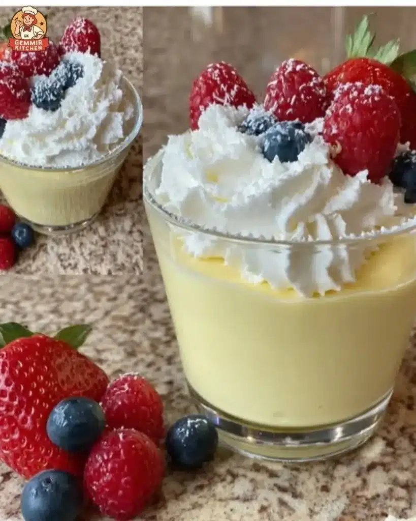 Delicious Seaside Limoncello Mousse in a elegant glass dessert bowl