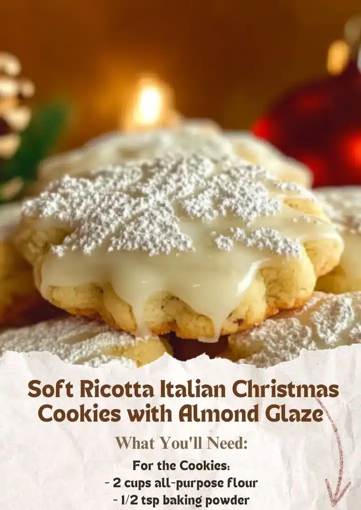 Soft Ricotta Italian Christmas Cookies with Almond Glaze 2 Ricotta Italian Christmas Cookies with Almond Glaze , a classic Italian Christmas treat.