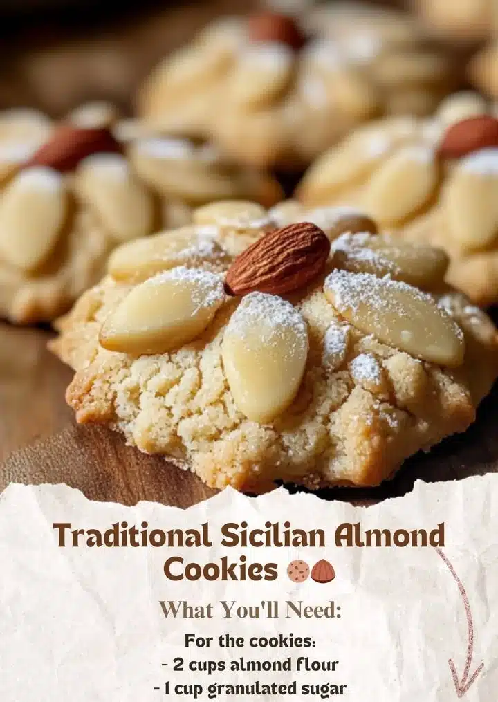Traditional Sicilian Almond Cookies 2 Traditional Sicilian Almond Cookies arranged on a plate for a delightful dessert experience.