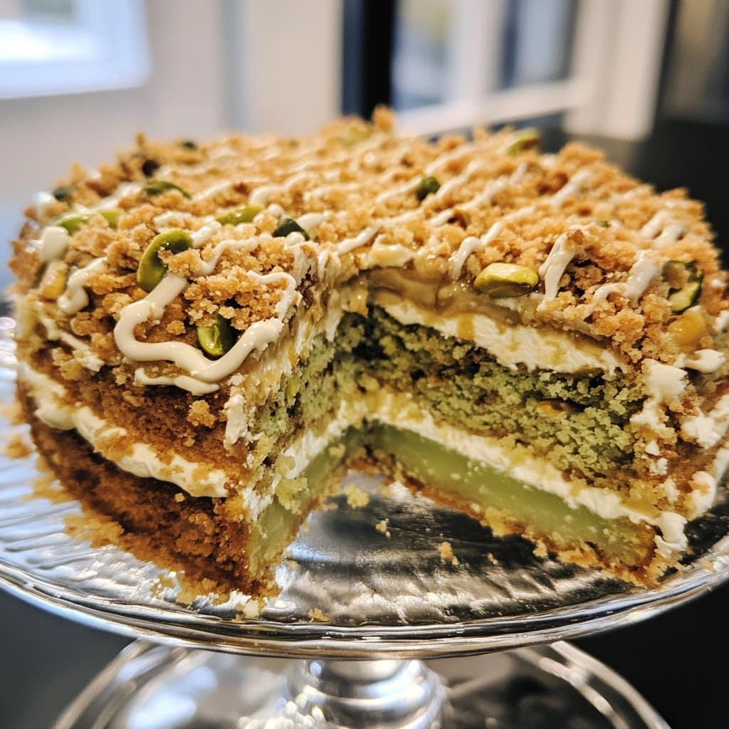 Pistachio Almond Ricotta Coffee Cake