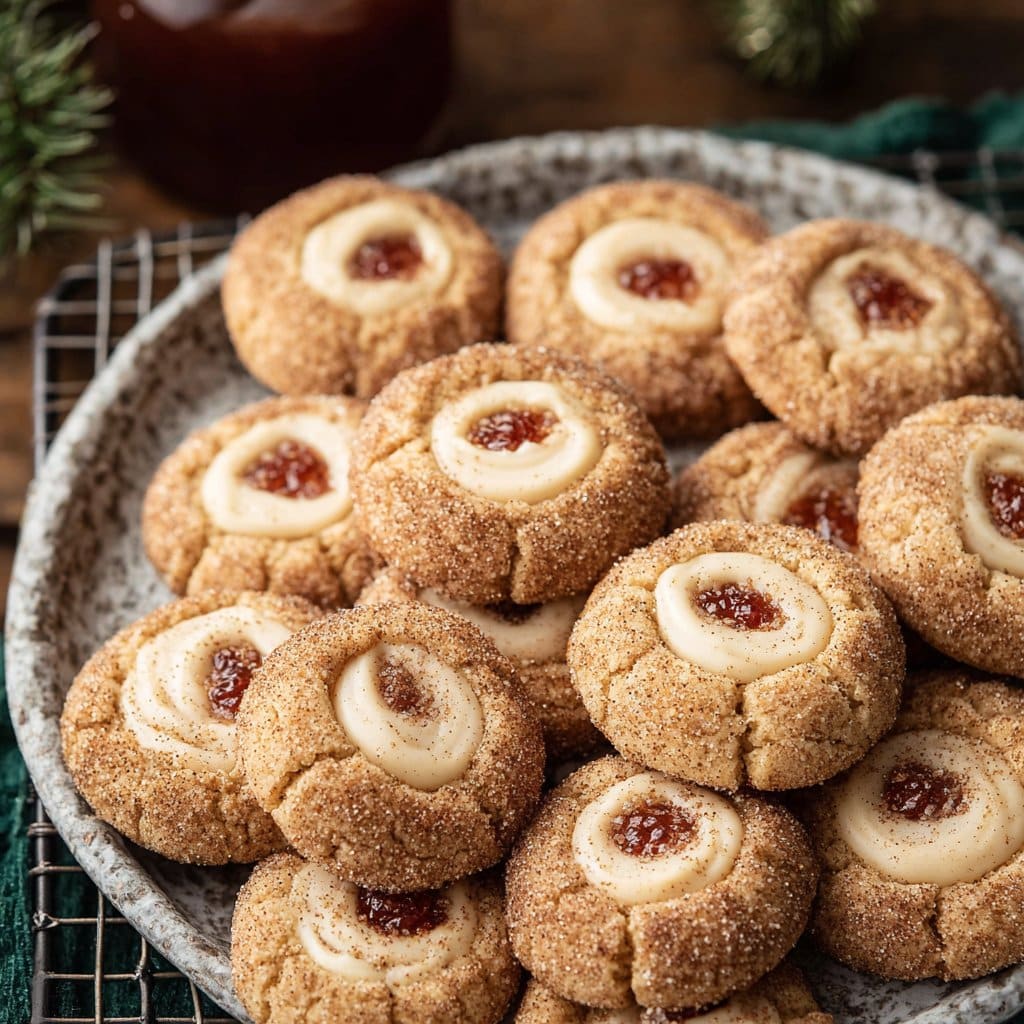 Eggnog Snickerdoodle Thumbprint Cookies