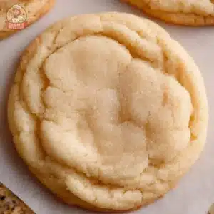 Plate of freshly baked Almond Sugar Cookies with almonds on top.