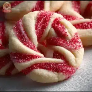 Plate of homemade candy cane cookies decorated for the holidays