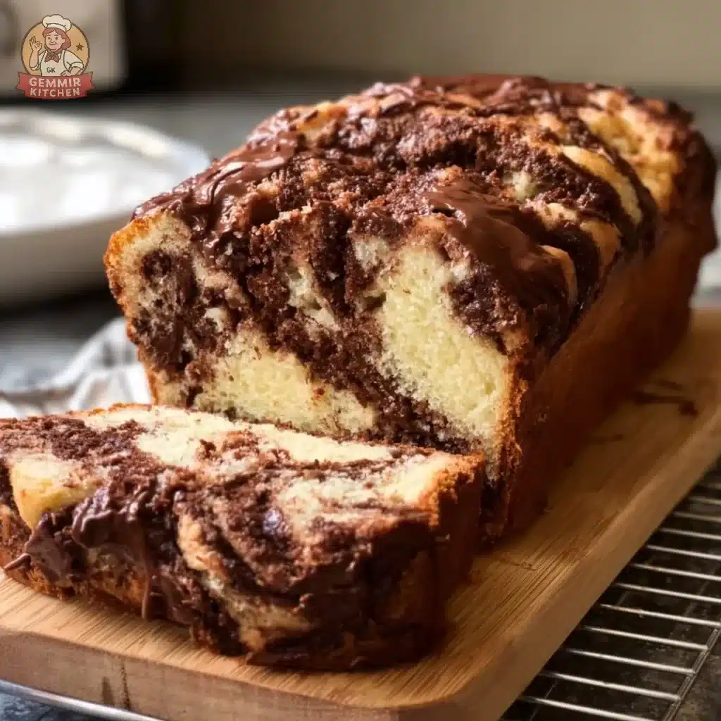 Creamy Nutella ricotta loaf with a tantalizing swirl of Nutella.