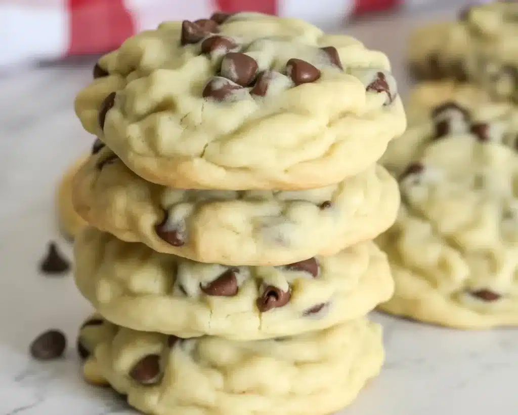 Homemade Almond Ricotta Chocolate Chip Cookies with chocolate chips and slivered almonds.