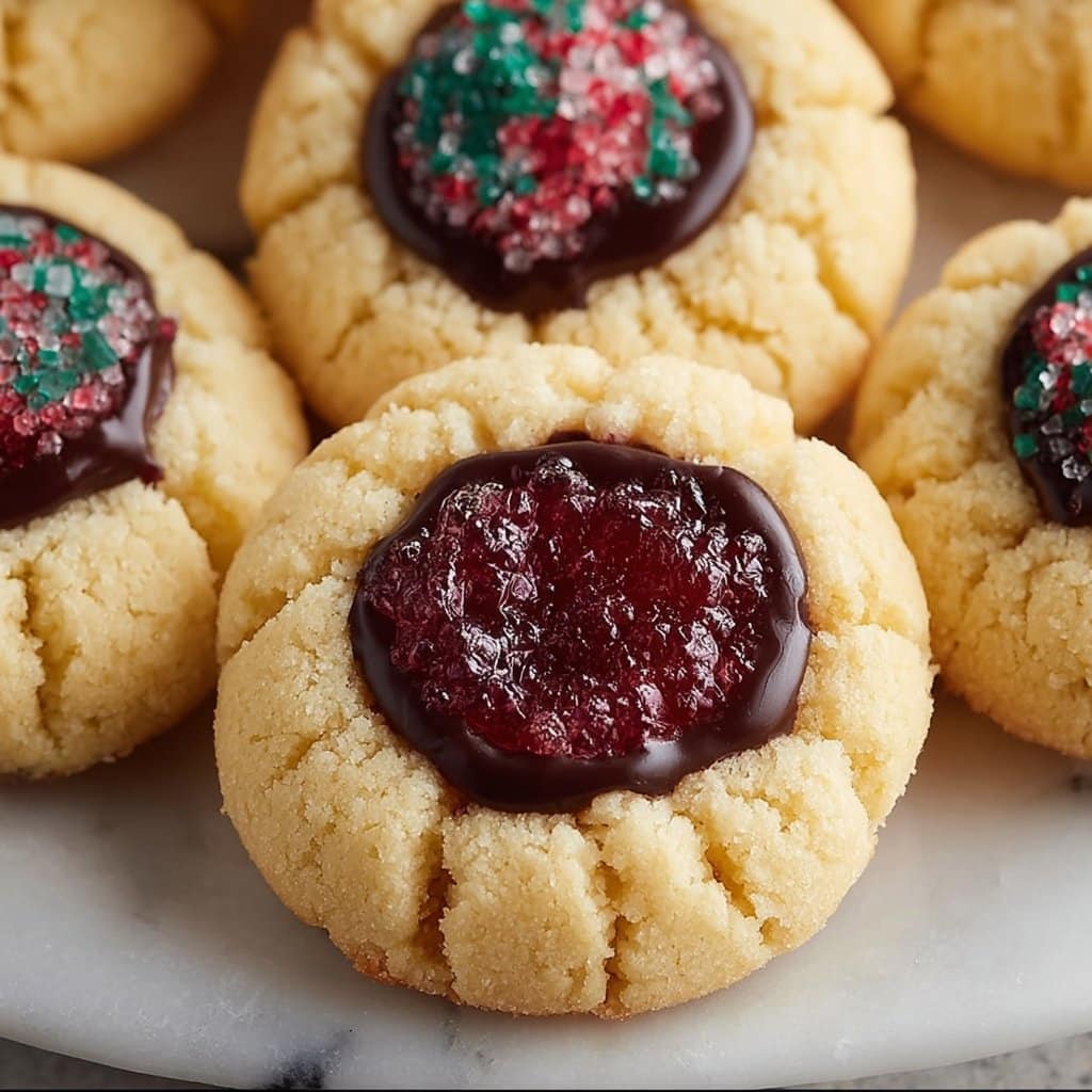 Soft Christmas Thumbprint Cookies