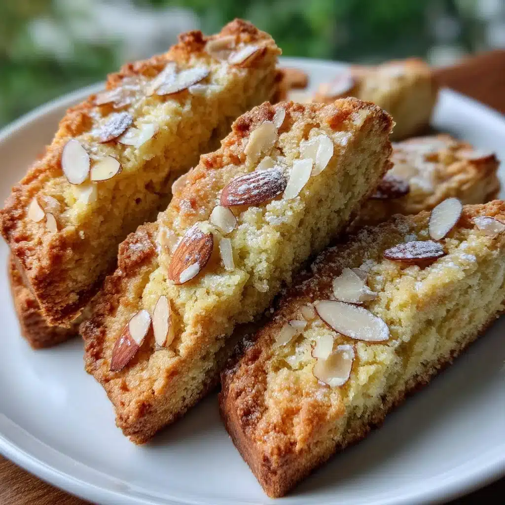 Limoncello Almond Biscotti with a lemon glaze and almond pieces