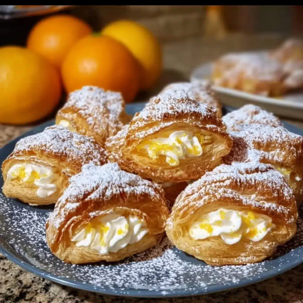 Delicious Orange Ricotta Puffs served on a festive platter