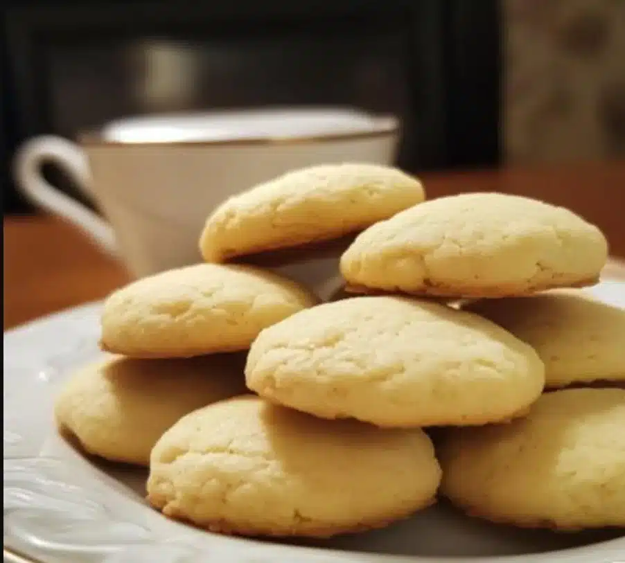 Freshly baked Ricotta Amaretto Cookies on a plate