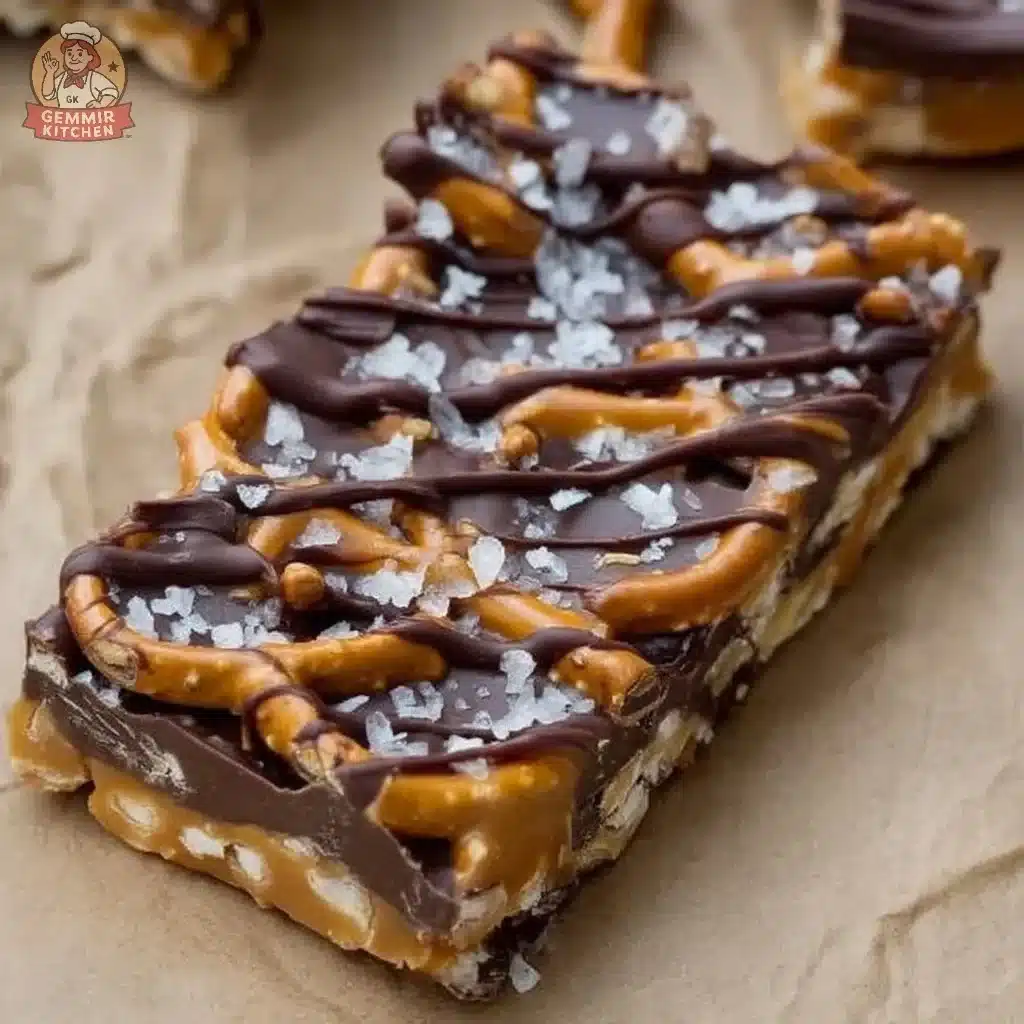 Delicious homemade salted caramel pretzel bark with a crunchy texture