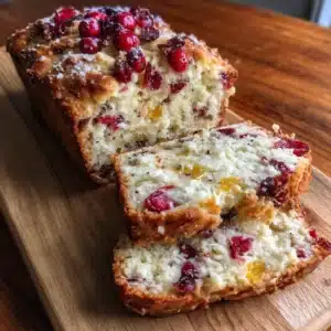 Spiced Orange Cranberry Ricotta Loaf with cranberries and orange zest