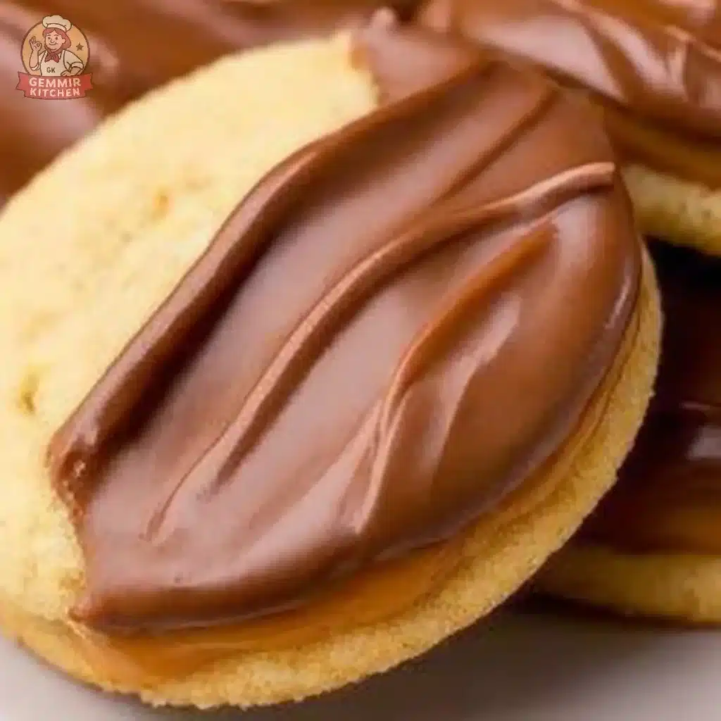 Delicious homemade Twix Cookies with chocolate and caramel toppings