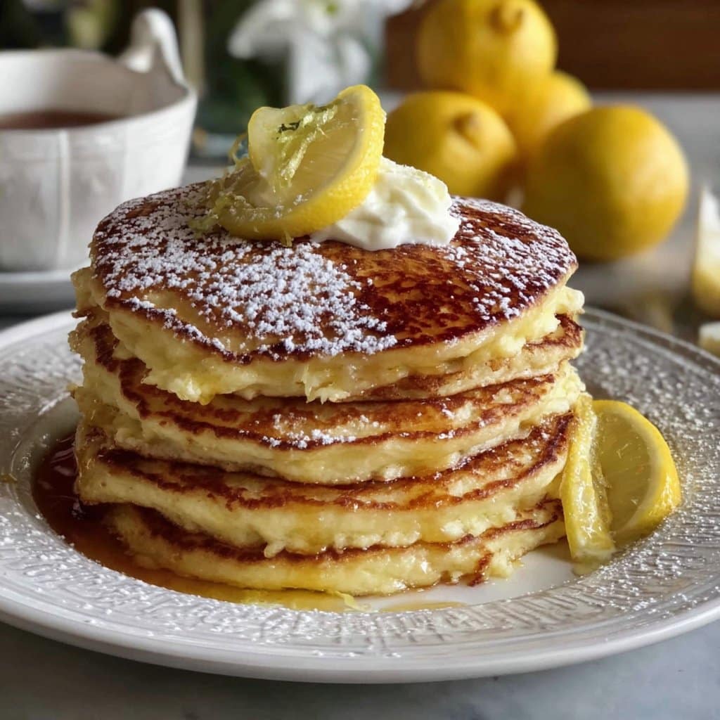 Fluffy Lemon Ricotta Pancake Stack