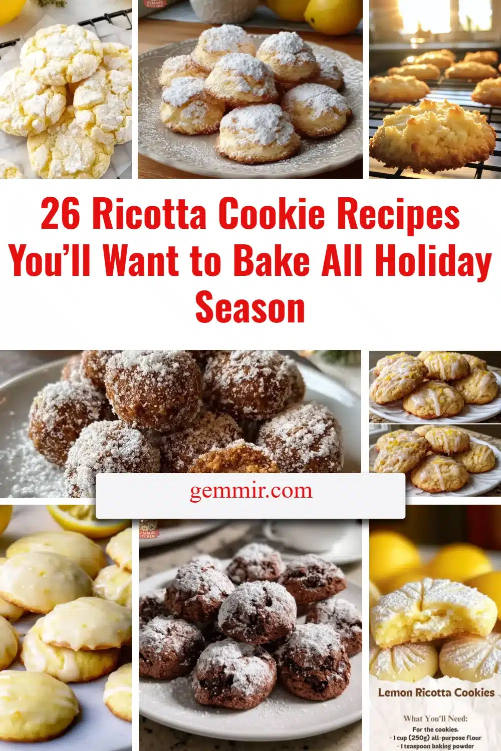 26 Must-Bake Ricotta Cookies for the Holidays (Almond, Pistachio & Lemon) 1 A plate of delicious ricotta cookies featuring almond, pistachio, and lemon flavors.