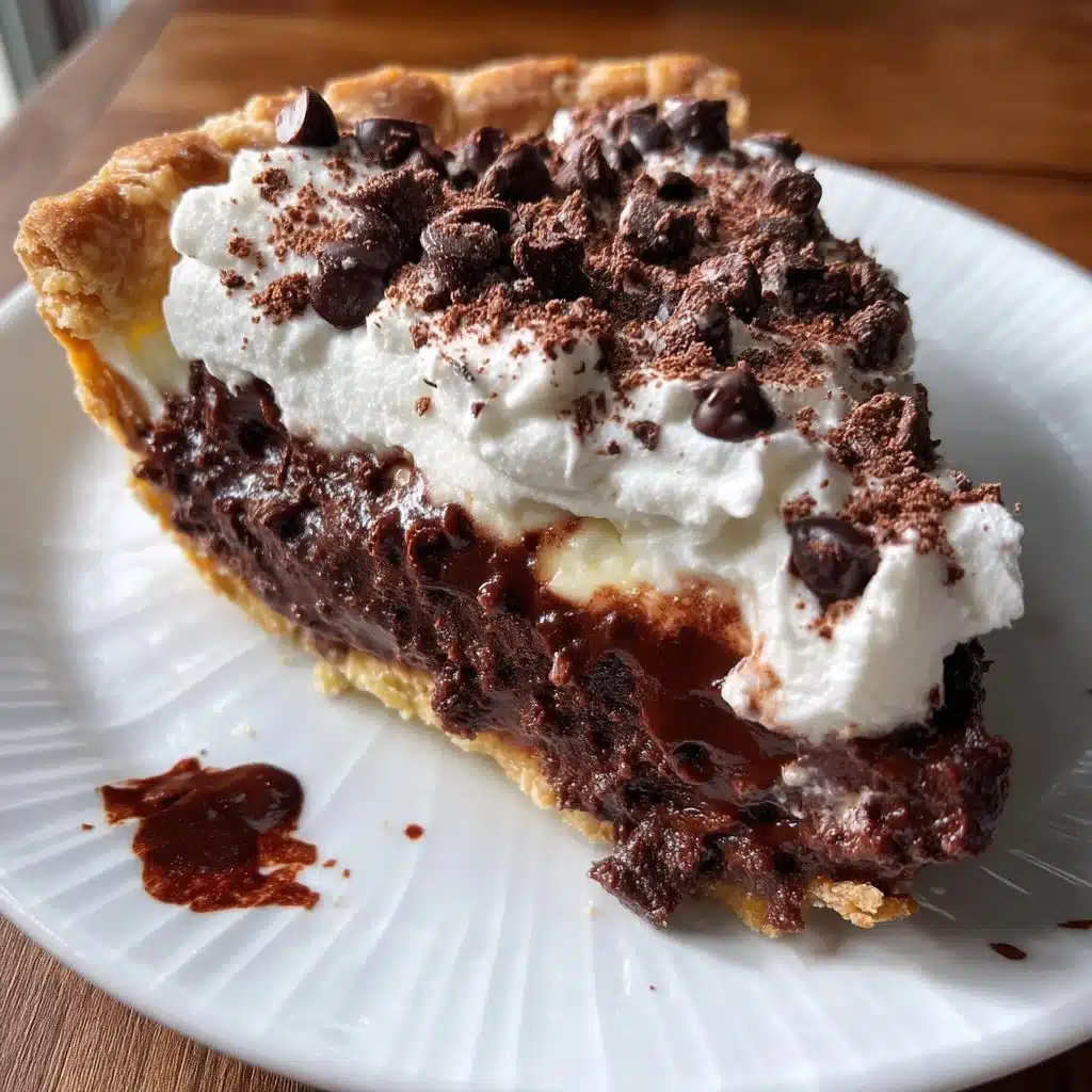 Delicious slice of decadent chocolate ricotta pie on a plate