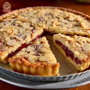 Delicious Italian Almond Raspberry Tart featuring almonds and fresh raspberries