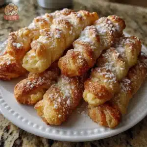 Limoncello Ricotta Biscuit Twists arranged on a plate with lemon slices