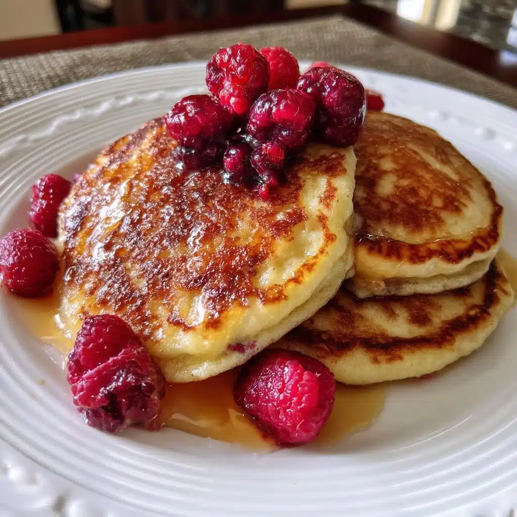 Raspberry Ricotta Pancakes with Honey