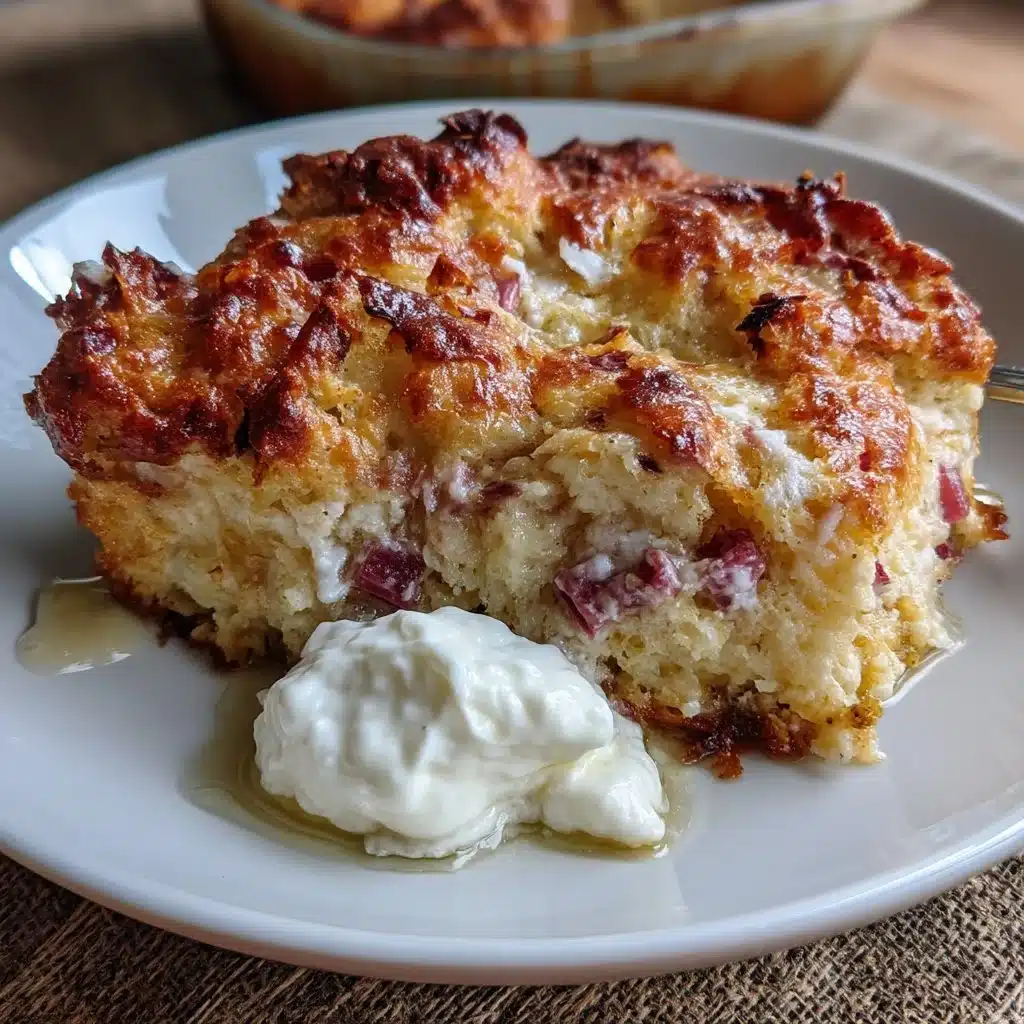 Rhubarb Ricotta Dump Cake 4 Delicious Rhubarb Ricotta Dump Cake served on a plate with fresh rhubarb garnish