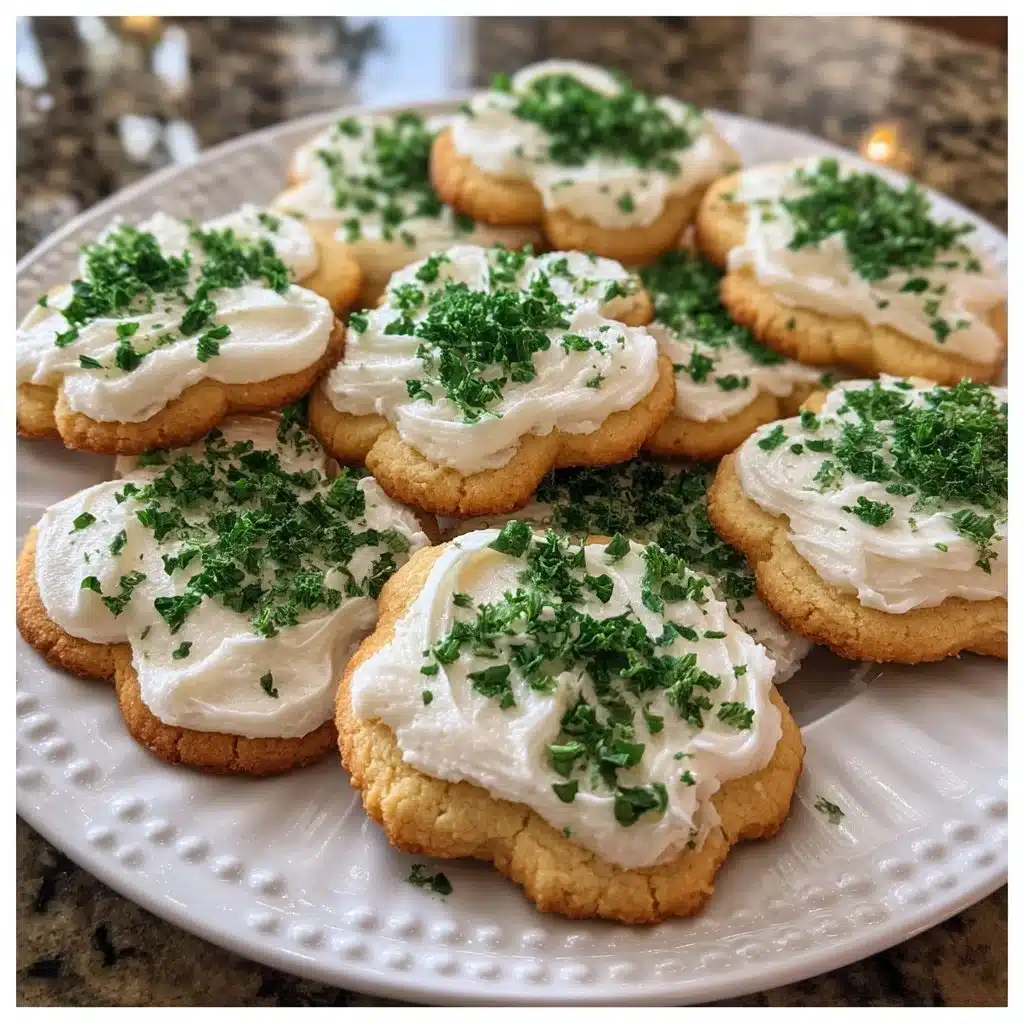 Shamrock sugar cookies decorated with ricotta frosting for St. Patrick's Day